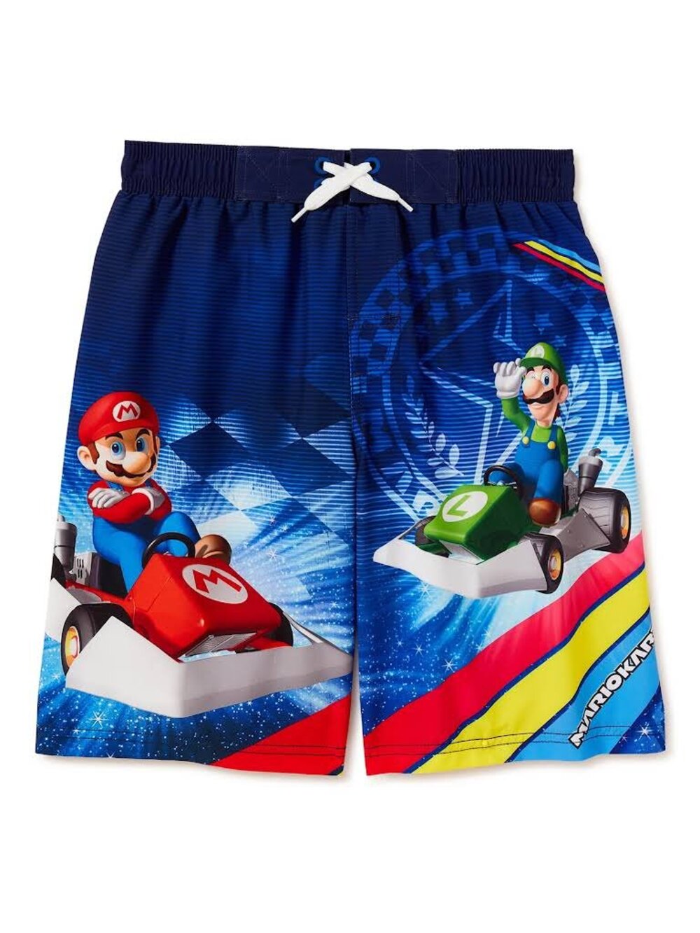 EUC MARIO KART LICENSED LINED BOYS SWIM TRUNKS SIZE 8